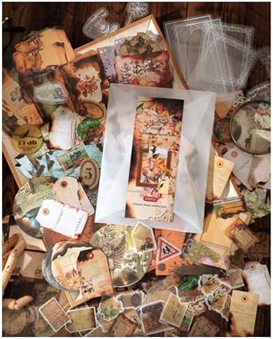 200PCS Vintage Scrapbooking Supplies Pack for Junk Journal Planners Decoupage Paper Scrapbook Stickers Aesthetic Cottagecore Collage Craft Album (Dappled Marks)