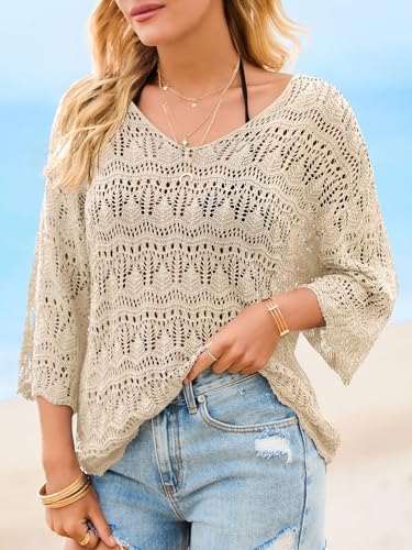 Saodimallsu Womens Crochet Cover Up Sweater Tops