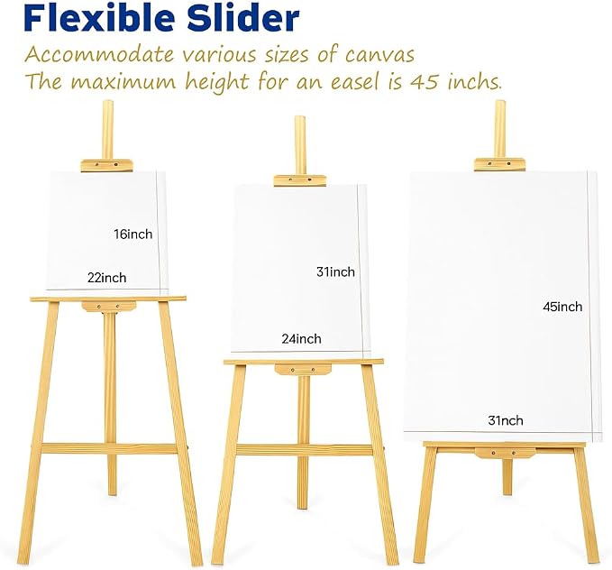 finenolo Wooden Easel Stand for Painting, 45" Adjustable Height Folding Art Easel for Canvas, Drawing, Wedding Signs & Posters, Ideal for Adults, Artists, Beginners, Students & Kids | Painting easel for canvas, drawing, wedding signs & posters, ideal f...