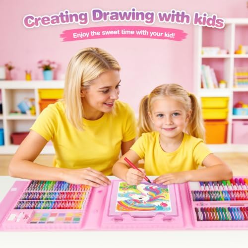 homicozy Art Supplies for Kids 208Pcs Unicorn Drawing Kit for Age 4–12 Gift