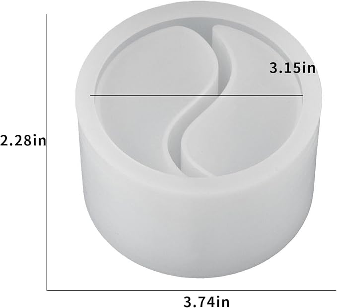 Tai Chi Candle Holder Silicone Mold Yin Yang Candle Vessels Resin Concrete Cement Mold Unique Silicone Resin Jar Box Container Storage Mold DIY Jewelry Trinket Holder Succulent Pot Decoration