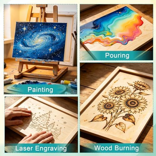 ESRICH 8x10 Inch Wood Panels for Painting, 2 Pack Craft Wood Canvas Boards, Blank Unfinished Wooden Art Board for DIY Art Creations Such as Painting, Acrylic Pouring, Resin, Burning, Collage, etc.