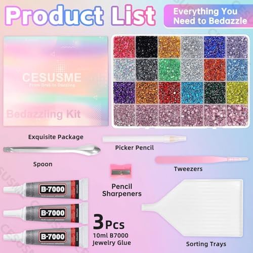 28000Pcs Color Rhinestones Bedazzling Kit, Light Pink Resin Gems for Crafts