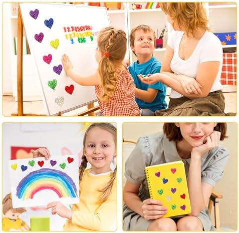 Heart Stickers, Valentines Stickers for Kids, 500Pcs 1 inch Self Adhesive Colorful Glitter Sticker for Reward Classroom Teacher Envelope Seal Mother Day Birthday Wedding Gift Decorative Label Sticker