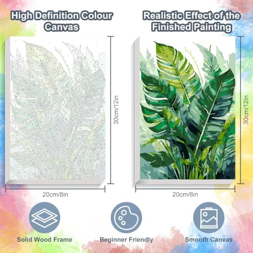Kalonyth Plants Framed Paint by Numbers Kit for Adults Beginner 8x12 inch