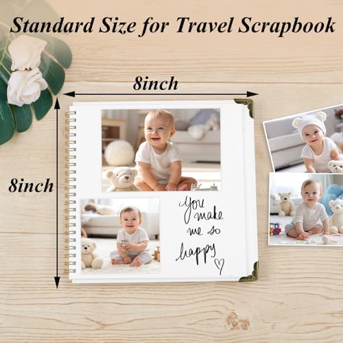 Joyberg Scrapbook 80 Pages, Scrapbooking Supplies 8 x 8 In, Scrapbook Album Suitable for Album Memory Book Wedding, Anniversary Family, DIY Craft Projects (White)