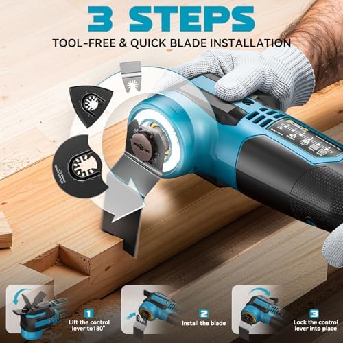Cordless Oscillating Tool Compatible with Makita 18V Battery(Tool Only), 21,000 OPM Brushless 18V Oscillating Multi-tool with 6 Speed, LED Light, DIYtoolifz 4.5° Oscillating Tool for Cutting