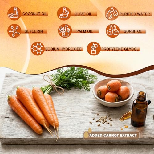 EDSRDRUS 15 Ounces Glycerin Soap Base - Scented Melt and Pour Base for DIY Crafting, Easy to Cut, Vegan and Natural, Moisturizing and Gentle on Skin, Perfect for Soap Making Supplies (Carrot)