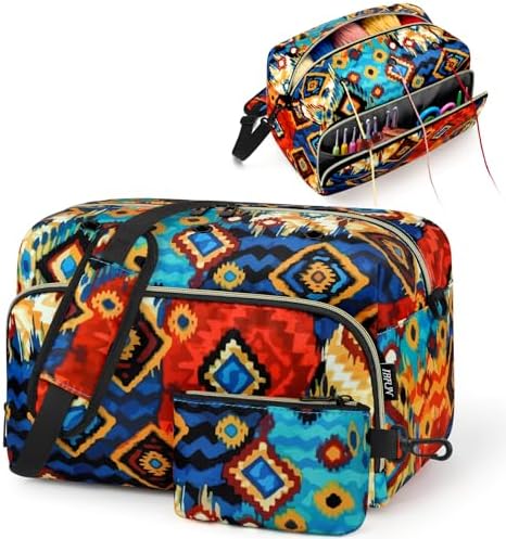 IBFUN Crochet Yarn Knitting Bag Organizer for Knit Accessories Hooks