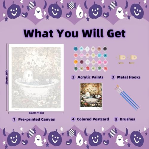 Arttoplus Halloween Ghost Paint by Numbers Kit for Adults Beginner 16x20in