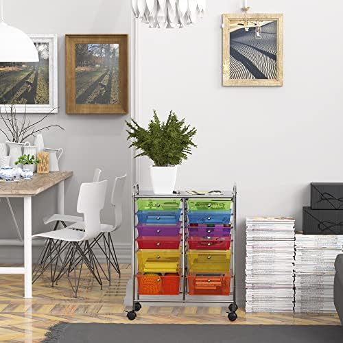 Simple Houseware 12 Drawers Rolling Utility Cart Organizer, Multicolor