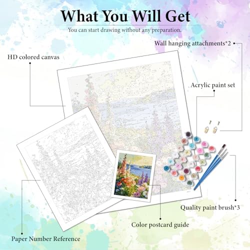 Dawnsphere Flowers Paint by Numbers Kit for Adults Without Frame 16x20 in