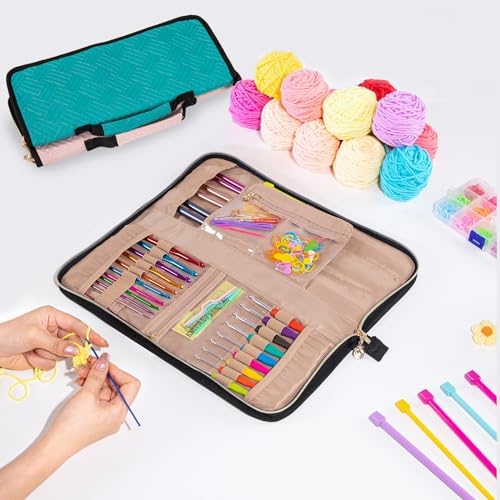 MYBAGZING Knitting Needles Case (up to 14 Inches) - Needle & Crochet Hook Organizer