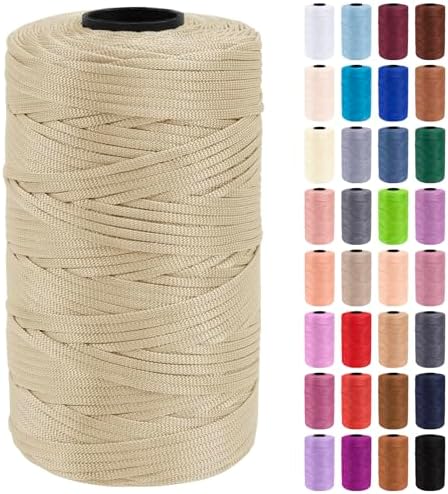 JeogYong Polypropylene Ribbon Yarn 3mm x 218 Yards Flat Macrame Cord 3mm Crochet Yarn for Handbags, Shopping Bags, Sun Hats, Shoes, DIY Crafts, Decorative Projects