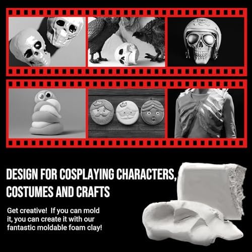 CALPALMY Moldable Foam Clay - 300g High Density Air Dry Clay for Intricate Designs, Cosplay, Crafting, and Artistic Projects - Cutting with a Knife or Rotary Tool, Sanding or Shaping (White)