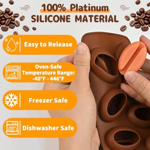 Coffee Chocolate Mold Silicone 16 Cavity, Coffee Bean Ice Cube Mold