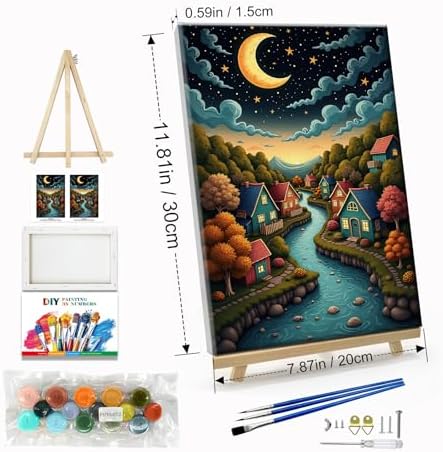JOOZ Landscape Paint by Numbers Kit for Adults with Frame, 8x12 Inch