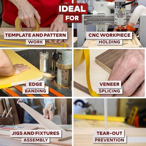XFasten Bulk Double Sided Woodworking Tape 1-inch, 2,592 Feet Total (24-Pack) Residue-Free Removable Double Sided Tape for Woodworking Router Template, Woodworkers CNC Routing Machine