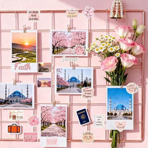 Pink Vision Board Supplies - 50 Pcs Travel Scrapbook Stickers