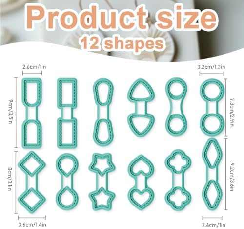 12Pcs Basic Shape Polymer Clay Cutters Geometric Keychain Clay Earrings Cutters Polymer Jewelry Cutter for Earrings Making Birthday Party DIY Supplies
