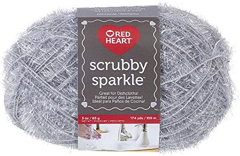 Red Heart Scrubby Sparkle Yarn, Oyster