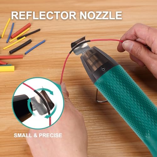 350W Heat Gun 2-Temp 392°F/662°F Hot Air Gun for Crafts & Shrink Tubing | 1.5s Fast Heat , Overload Protection, 6.56ft Cable, 2 Nozzles for Vinyl Wrap, Epoxy, Shrink Tubing, Crafting & DIY