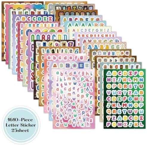 Japanese Retro Sticker Book, 800 Cartoon Stickers Book with Art Coated Paper Creative Activity Stickers for Adults, DIY Scrapbooking Phone Cases Laptops Party Gifts (Letter)