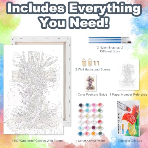 Kalonyth Cross Framed Paint by Numbers Kit for Adults Beginner 8x12 inch
