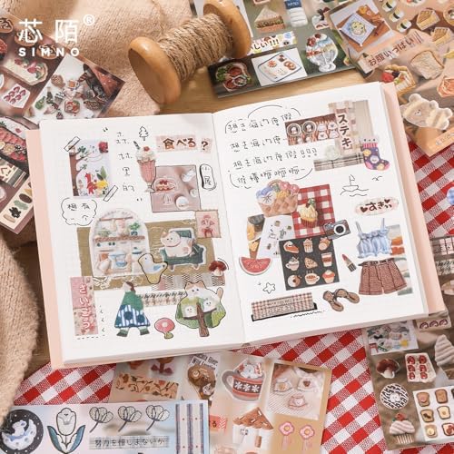 Alideco 30pcs Scrapbook Stickers Vintage Gourmet Desserts Sticker Book for Adults Sticker journaling Stickers for Scrapbooking (shiguangxiaoji)