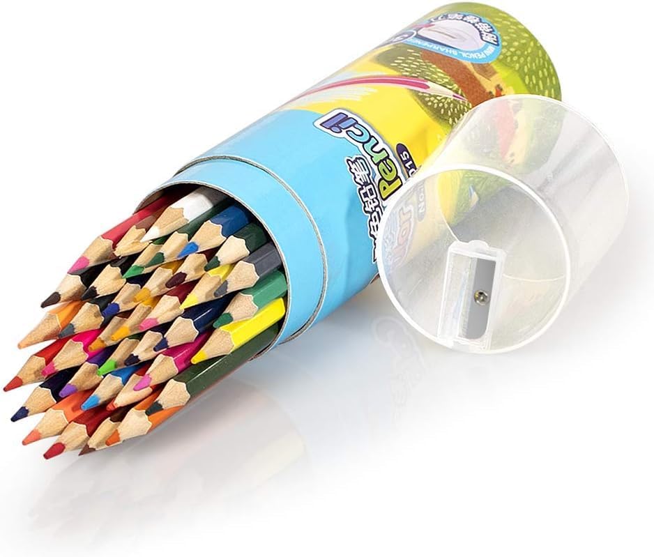Leven 36 Pack Colored Pencils with Built-in Sharpener in Tube Cap | Vibrant Color Presharpened Pencils for School Kids Teachers, Soft Core Art Drawing for Coloring, Sketching, and Painting