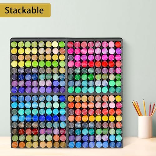 Krafetto 2 Pack 64-Grid Paint Organizer for 2 Oz Bottles, Wall Mount, Black