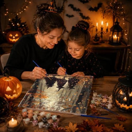 Witch Paint by Numbers Kit for Adults Beginner with Framed 10x12 Inch