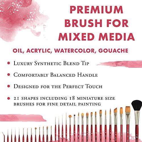 Princeton Velvetouch Artiste, Mixed-Media Brush for Acrylic, Watercolor & Oil, Series 3950 Long Round Luxury Synthetic, Size 2
