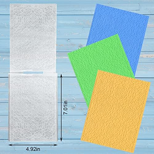 ALIBBON Flower Background Plastic Embossing Folders for Card Making, Flower Frame Embossing Folders for DIY Scrapbooking, Lace Flowers Template Folders for Paper Craft Photo Album Decorations