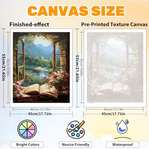 CRZMODE Book Paint by Numbers Kit for Adults, Book Paint by Numbers for Adults, Acrylic Painting Crafts for Home Decor Gift (16x20inch)