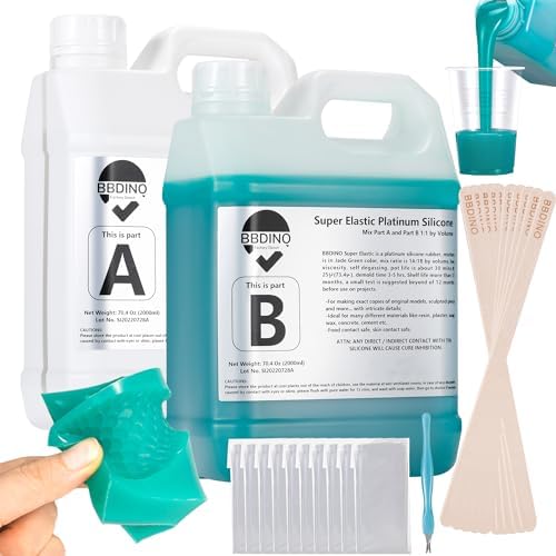 BBDINO Super Elastic Silicone Mold Making Kit 8A Jade Green 1Gallon/140.8Oz