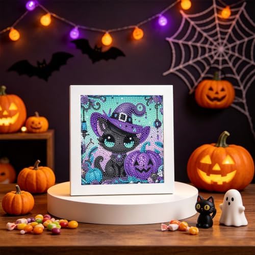 Cat Diamond Art Painting Kits for Kids with Frame Ages 4-8-12 (7x7 inch)