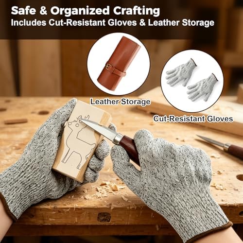 Wood Carving Kit for Beginners-Whittling Kit with Wood Blocks and Paint Set