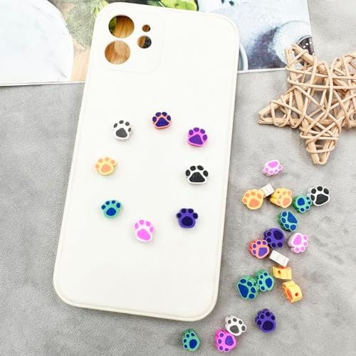 100Pcs Bear Paw Handmade Polymer Clay Beads, 10mm Polymer Clay Spacer Beads for Women Jewelry Making DIY Charms Bracelet Necklace Hair Clip Accessories Handmade Craft