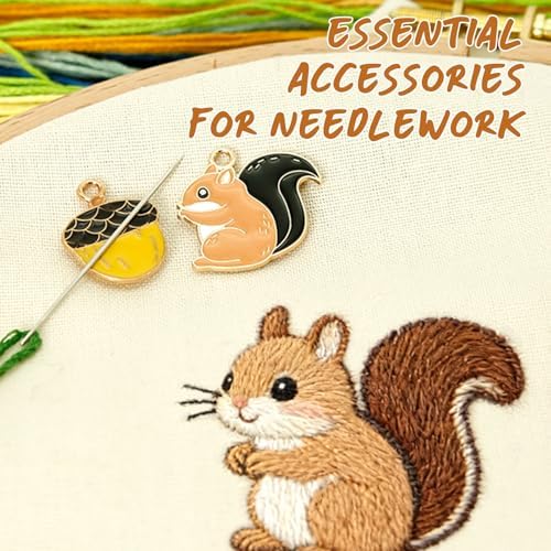 WUSUTE Squirrel Needle Minder for Cross Stitch, Cute 2 Pcs Needle Minder Magnet for Organizing, Embroidery Sewing Needle Holder Needlework Accessories