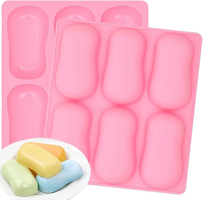 SJ Classic Soap Mold Set, 2-Pack 6-Cavity Silicone Soap Molds | For Soap Making, Bath Bombs, Wax Melts & Crafts, Food Grade Silicone, Easy Release, Reusable