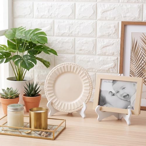 Tatuo 2 Packs Wooden Plate Stands for Display Easel Holders, 8 Inch, White