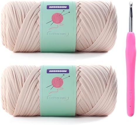 Soft Tshirt Yarn for Crochet Bags, Beige T Shirt Thick Yarn for Crocheting