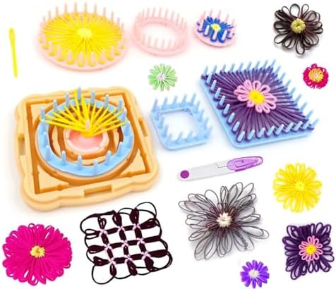 Ayasee Weaving Loom Kit, Flower Knitting Loom Kit, Frame Looms, Knitting Wool, Round/Square Knitting Looms Craft Kit Multi Color (Flower Maker)