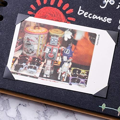 Bememo 2040 Pieces Self-Adhesive Photo Corners Stickers Acid Free Photo Mounting Corners for DIY Scrapbook, Album, Memory Books, Journal, Diary (Black and Transparent)