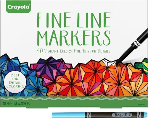 Crayola Fine Line Markers for Adults (40ct), College School Supplies, Marker Set for Adult Coloring Books, Teacher Gifts