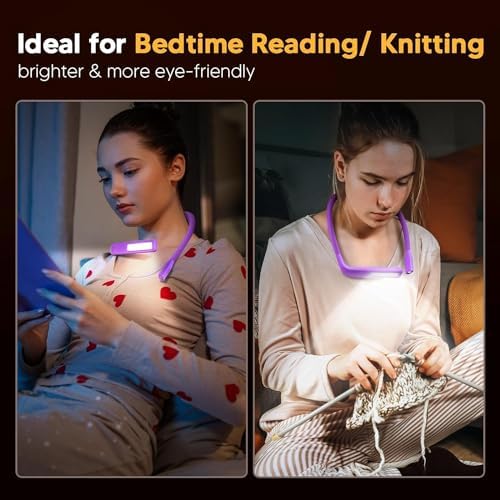 Reading Light, 3 Colors Stepless Dimming Neck Light, Book Lamp