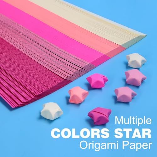 FoDau770 Solid Color Star Paper Strips - 1080 Sheet, Pink Series