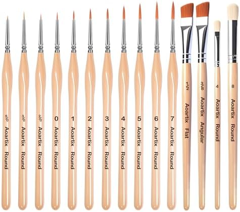 Miniature Brush Dry Brushes, Aoartix 15 Pcs Model Paintbrush Set