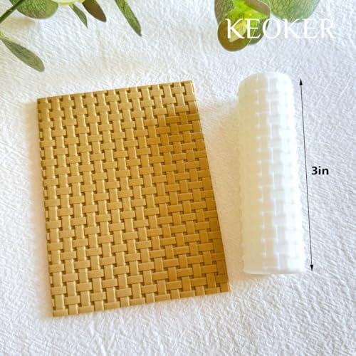 Keoker Polymer Clay Texture Roller, 3in Woven, Like Polymer Clay Texture Sheets, Great with Polymer Clay Cutters